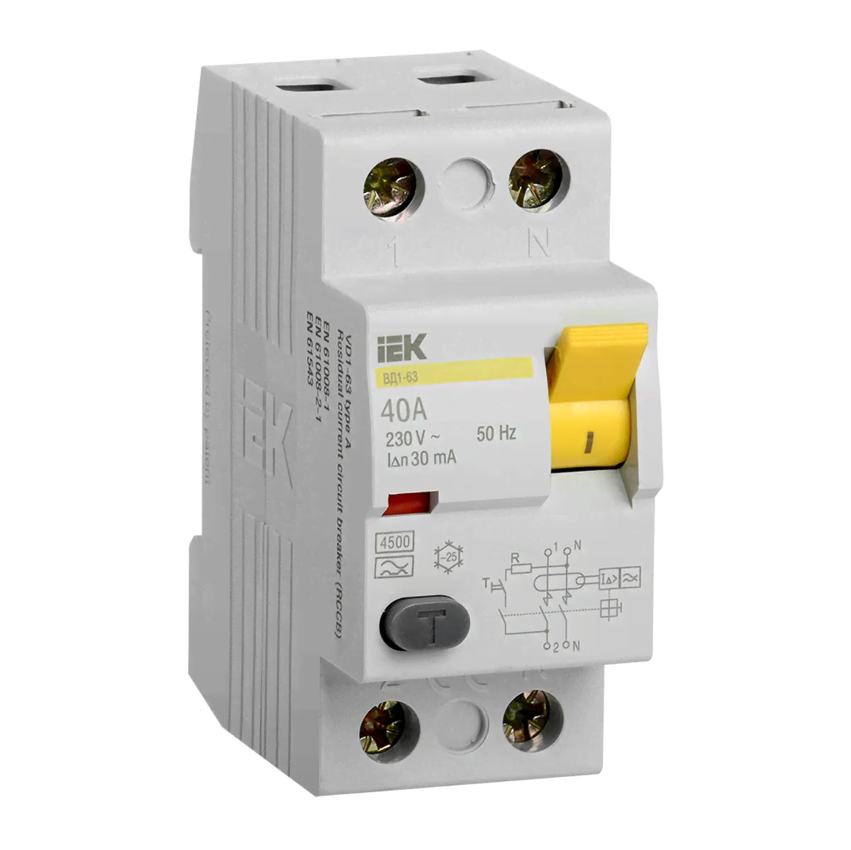 УЗО IEK ВД1-63 32A 2P 30мA-0