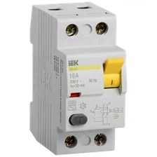 Выключатель дифференциальный (УЗО) ВД1-63 2Р 16А 30мА MDV10-2-016-030 IEK