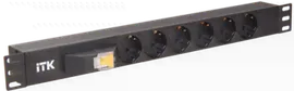 IEK Блок розеток (PDU) ITK 6 розеток DIN49440 с LED выключателем 1U шнур 2м вилка DIN49441 профиль из