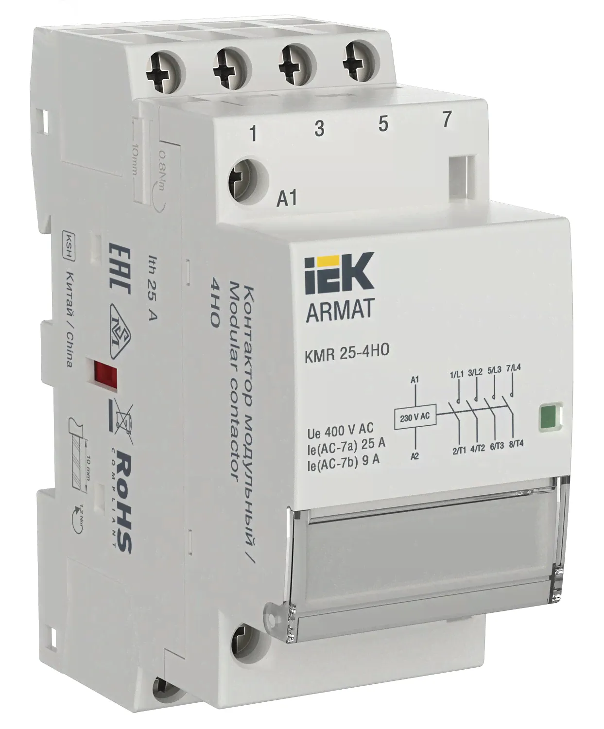 ARMAT Контактор модульный KMR 25А 230В AC 2НО 2НЗ IEK-0